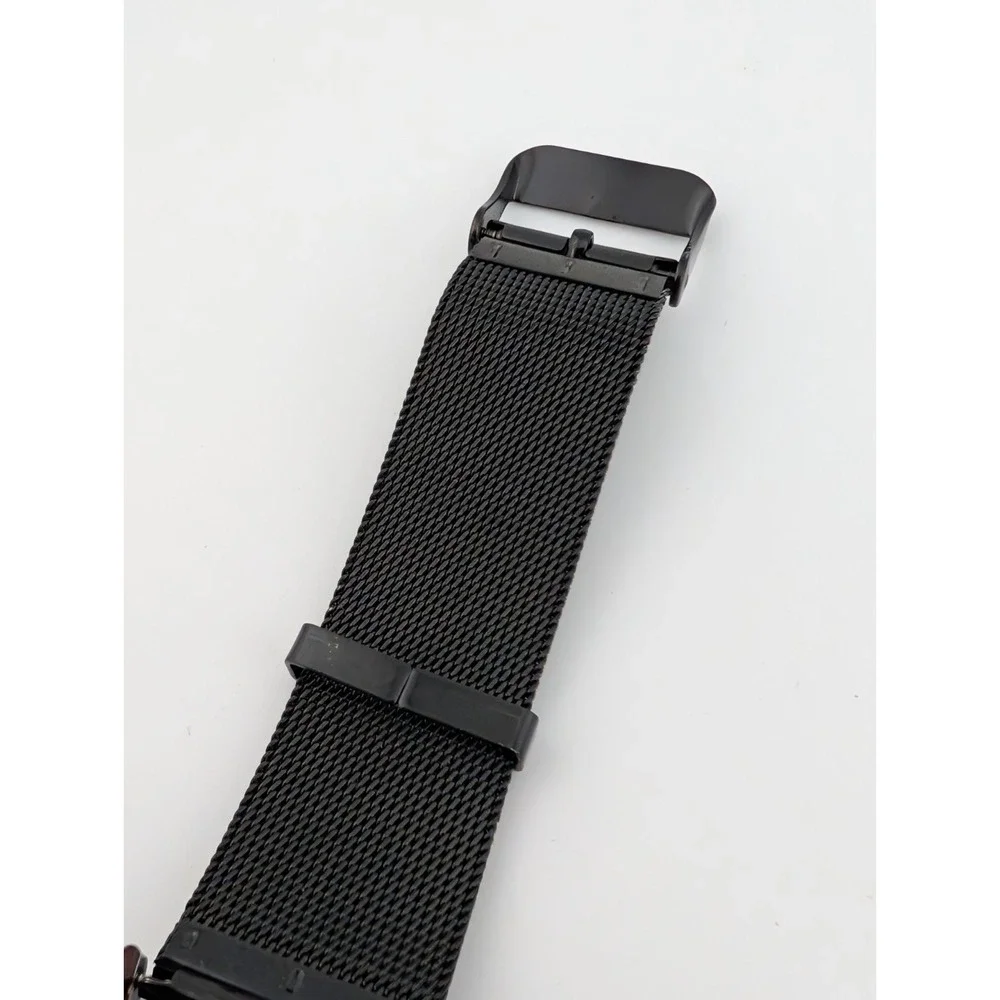 Geneva‎ Watch Men 42mm Black Case Mesh Metal Band- New Battery